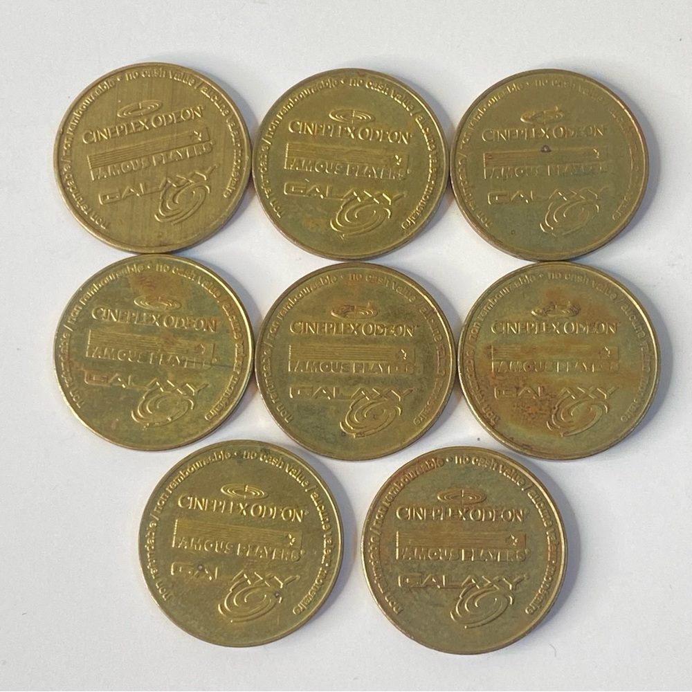 Vintage Cineplex Odeon Collectible Brass Souvenir Coins (Set of 8)